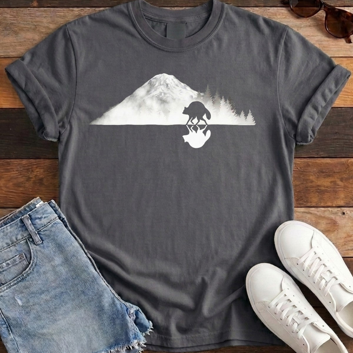 Mirrored Rainier Tee - Pepper