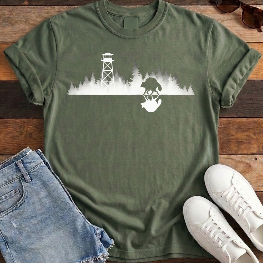 Mirrored Lookout Tee - Moss