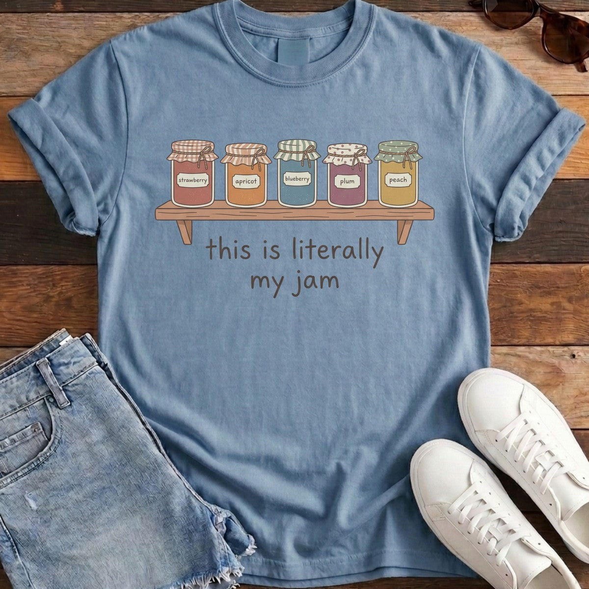 Literally My Jam Tee - Washed Denim