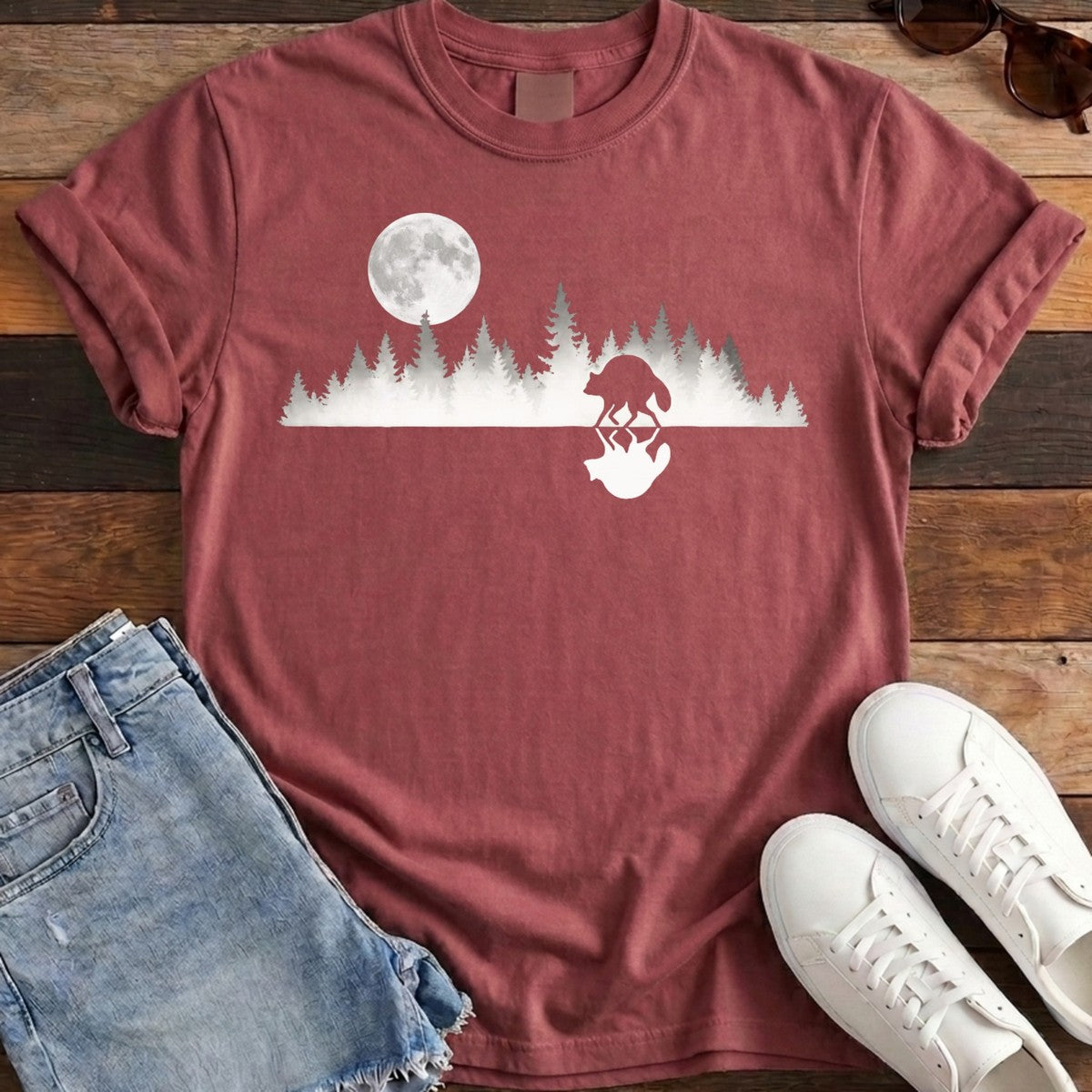 Mirrored Moon Tee - Chili