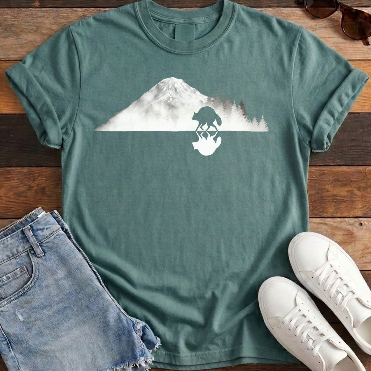 Mirrored Rainier Tee - Blue Spruce