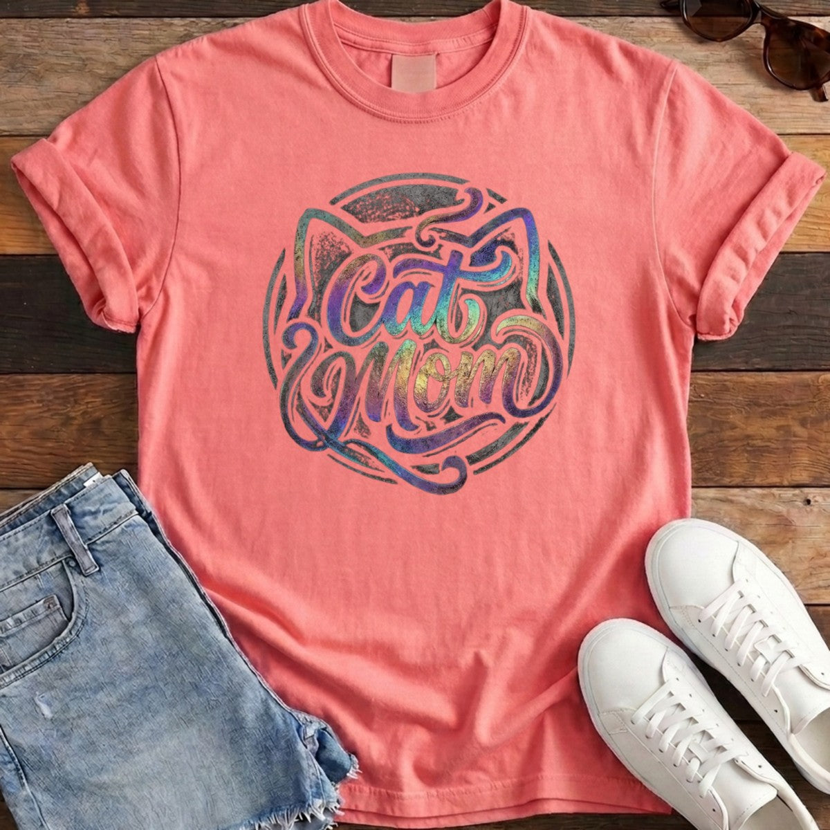 Cat Mom Tee - Watermelon