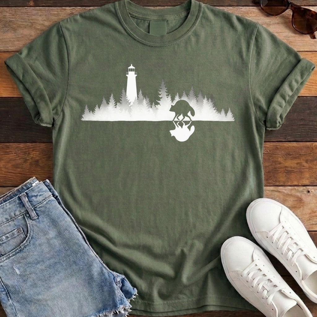 Mirrored Lighthouse Tee - Moss