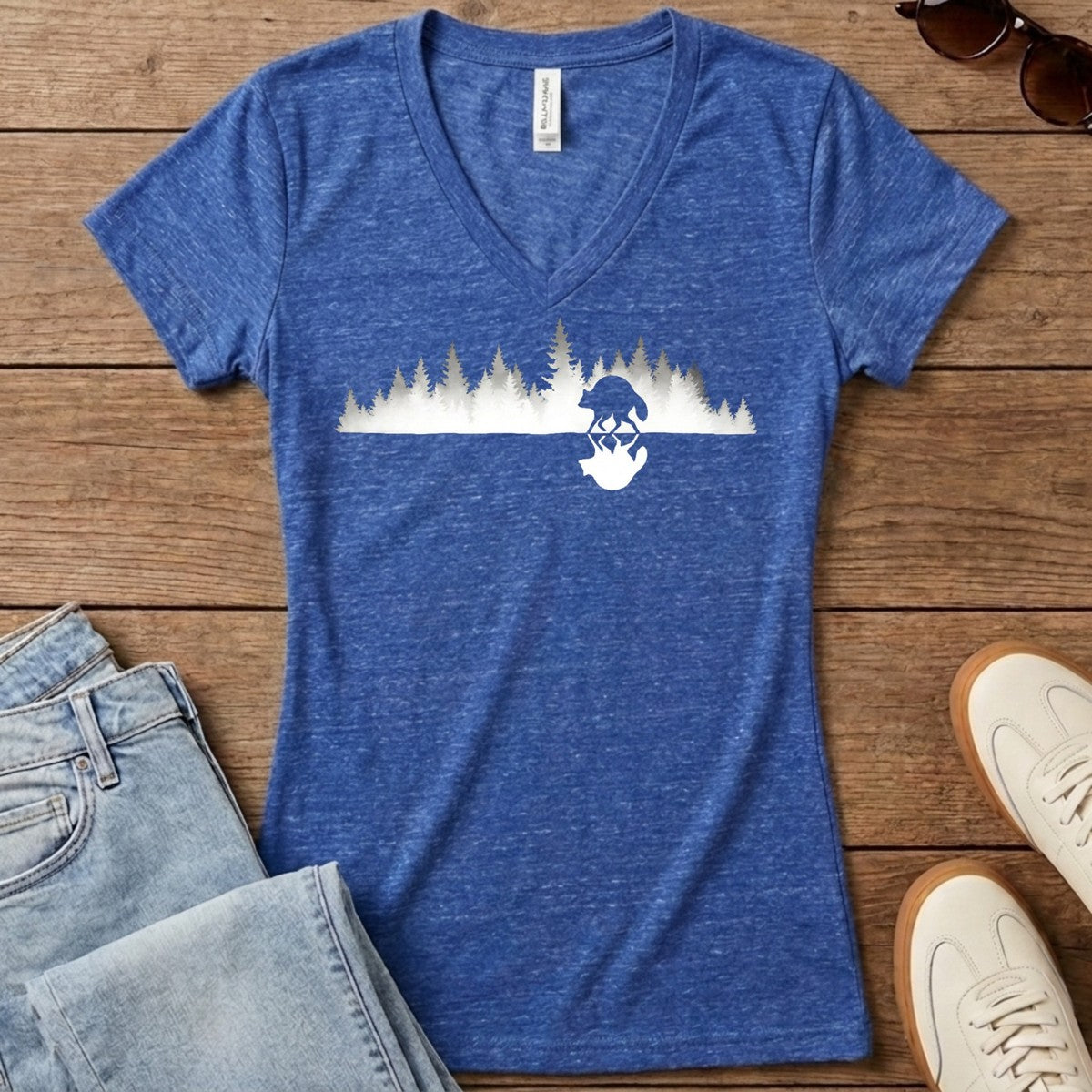 Jimothy Mirrored Women's V-Neck - Heather True Royal
