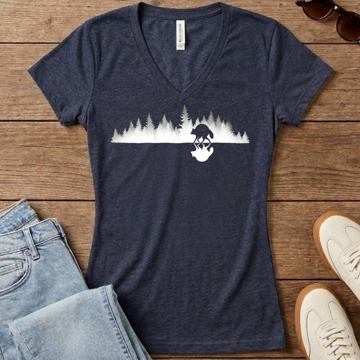 Jimothy Mirrored Women's V-Neck - Heather Navy