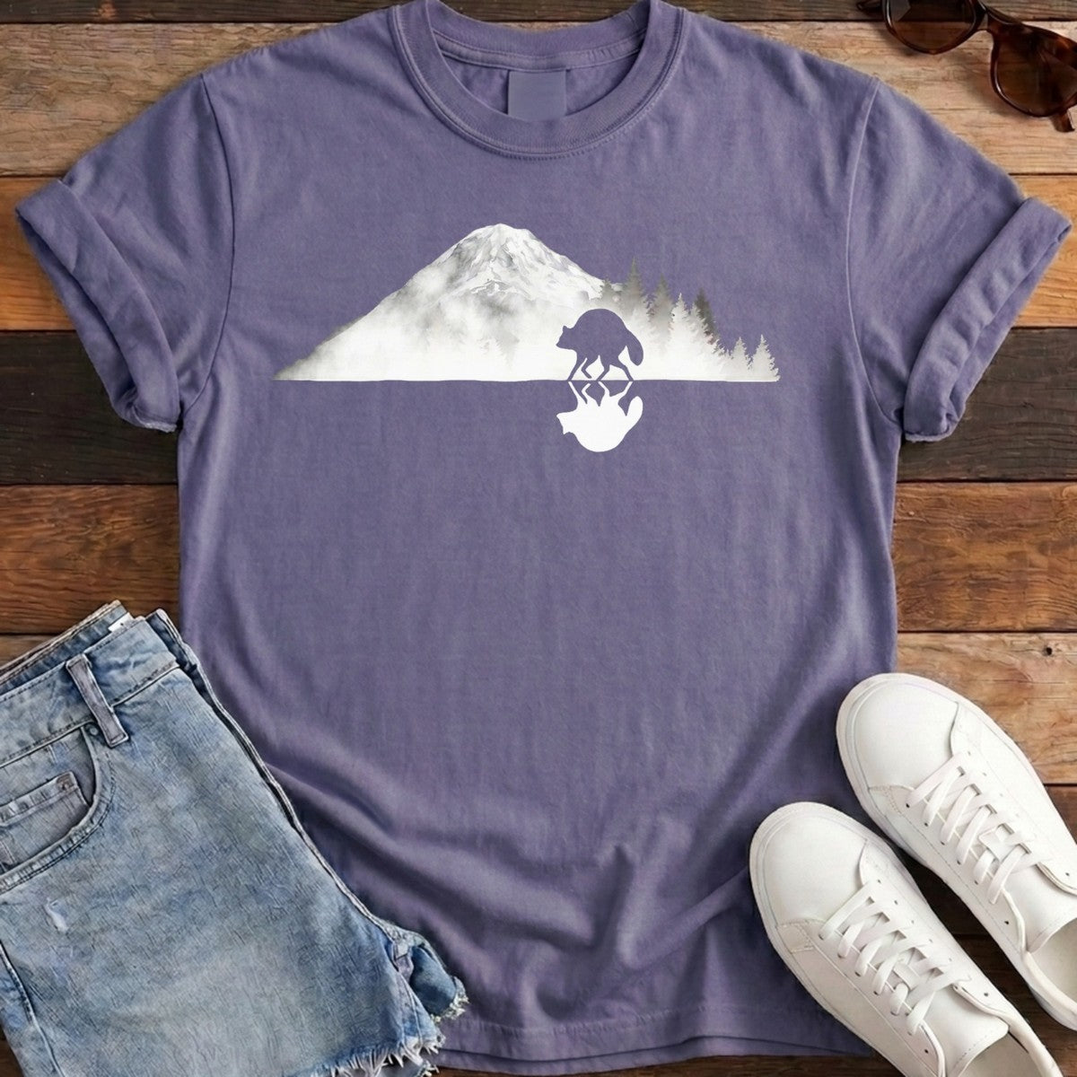 Mirrored Rainier Tee - Grape
