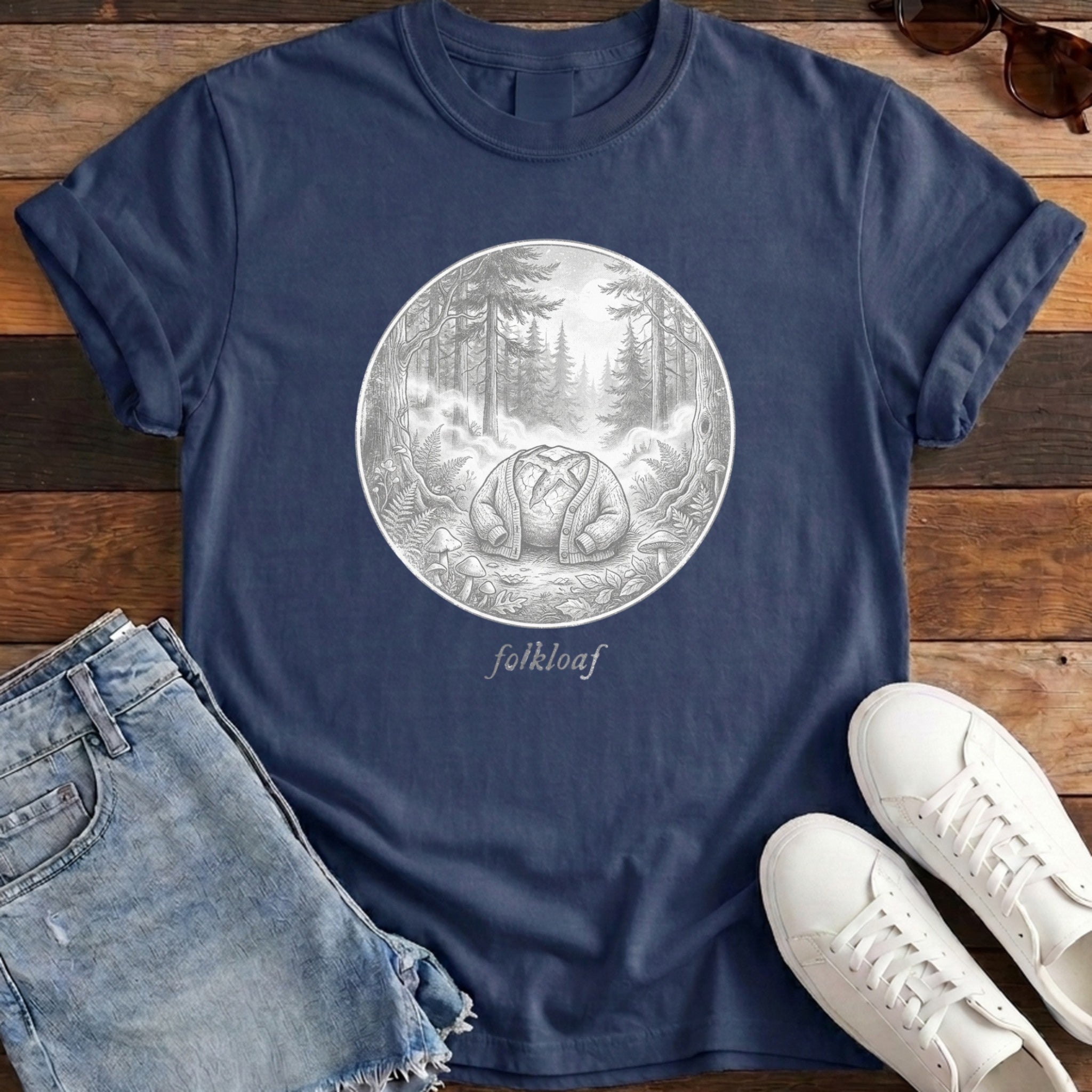 Folkloaf tee navy