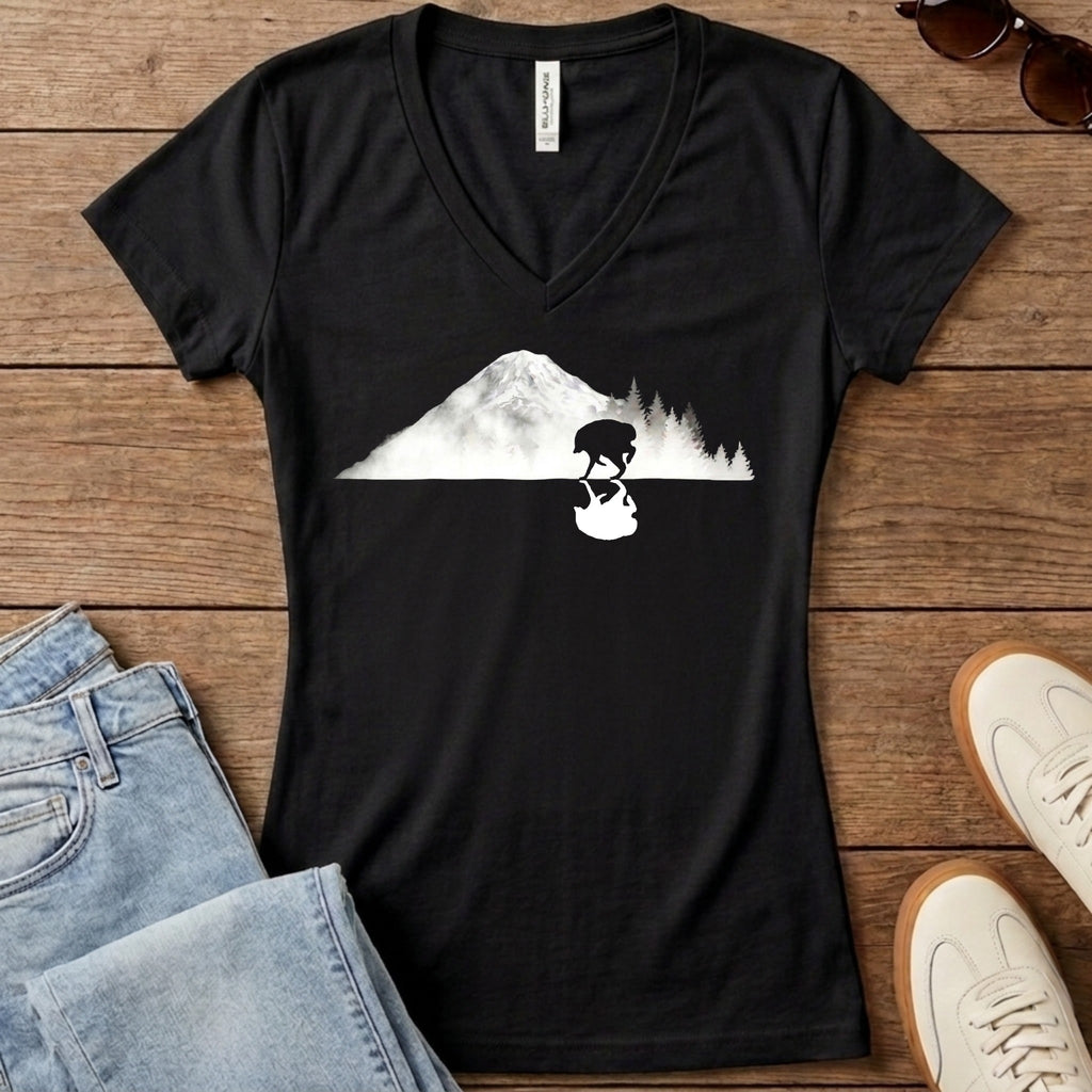 Jimothy Reflected Rainier Women's V-Neck - Solid Black Blend