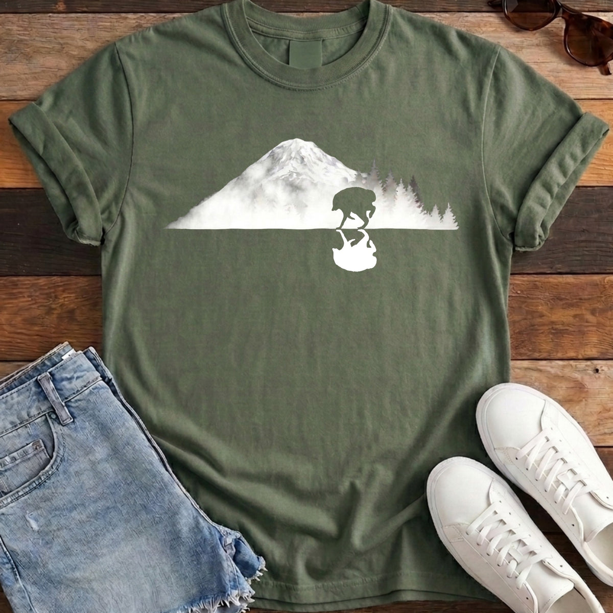 Jimothy Reflected Rainier Tee - Moss