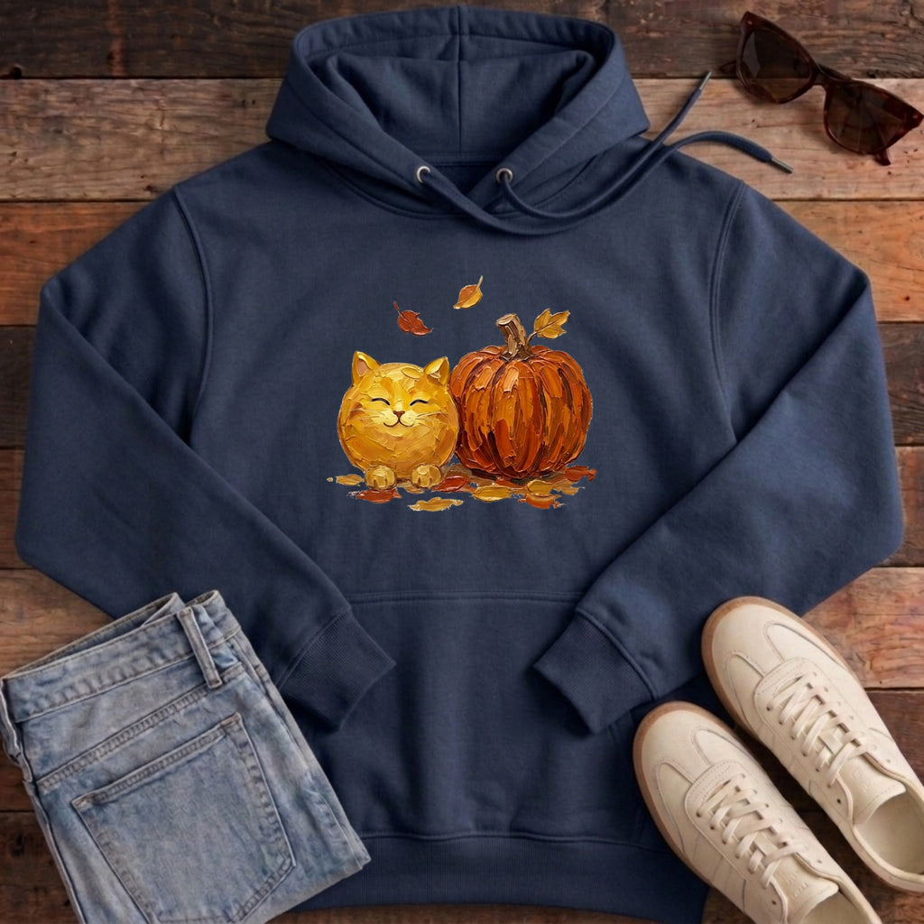 Pumpkin Friend Cat Hoodie - French Navy