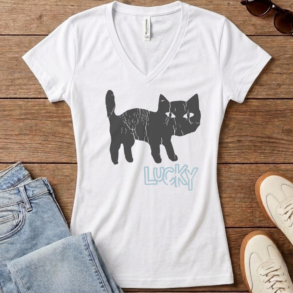 Lucky Women's V-Neck - Solid White Blend