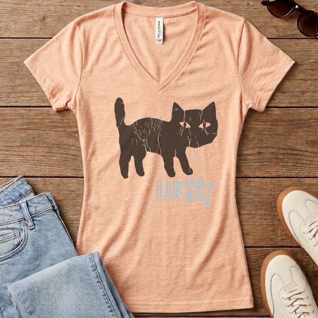 Lucky Women's V-Neck - Heather Peach