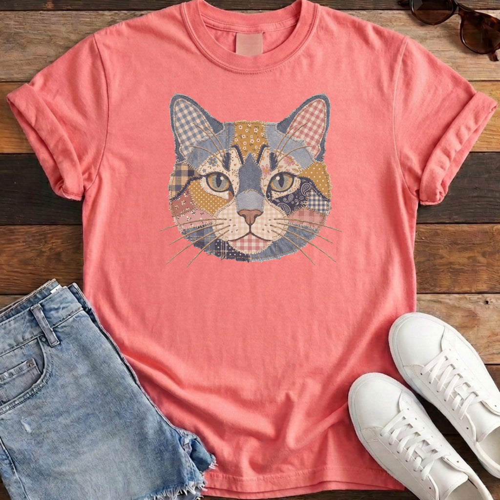 Patchwork Cat Tee - Watermelon