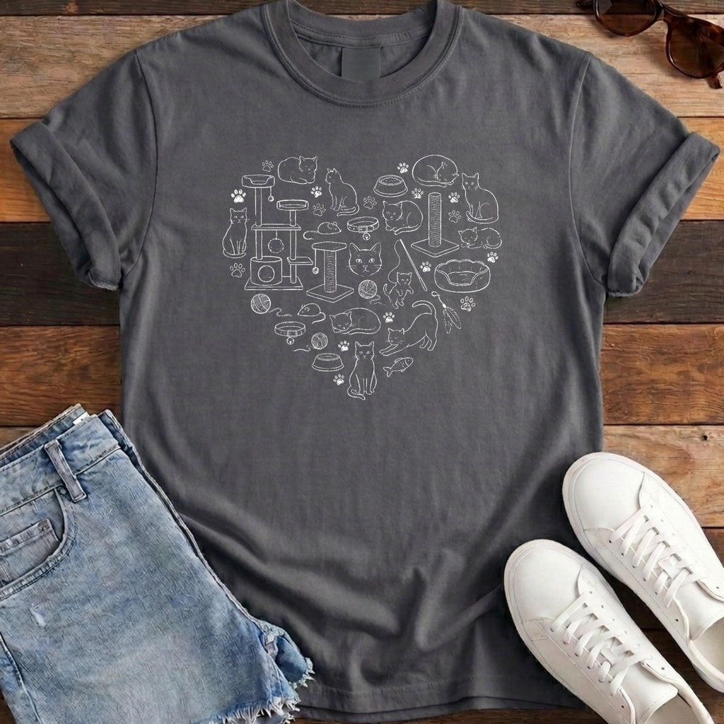 Cat Heart Tee - Pepper