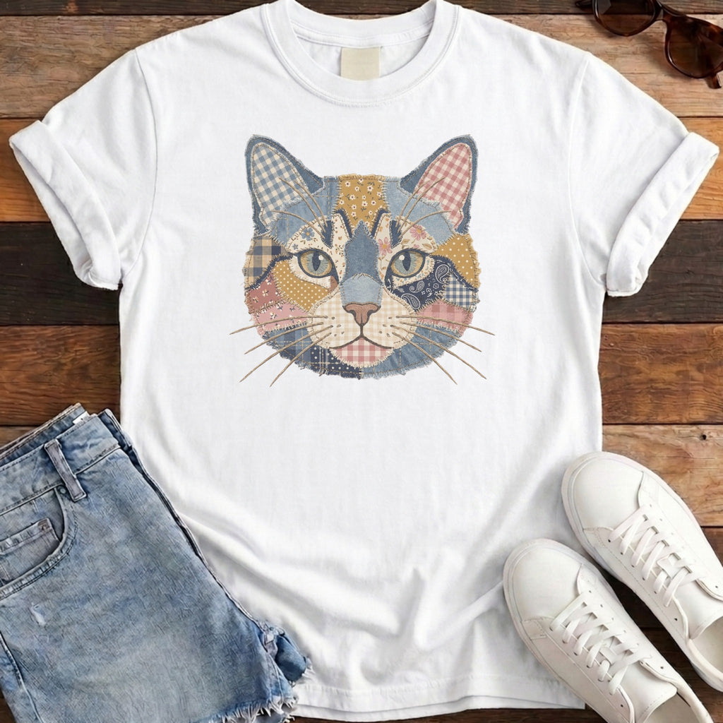Patchwork Cat Tee - White