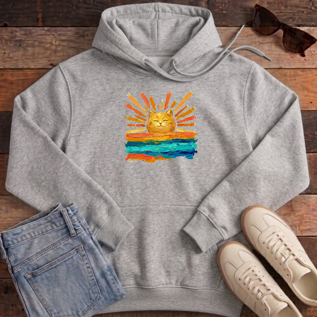 Rise and Shine Cat Hoodie - Heather Grey