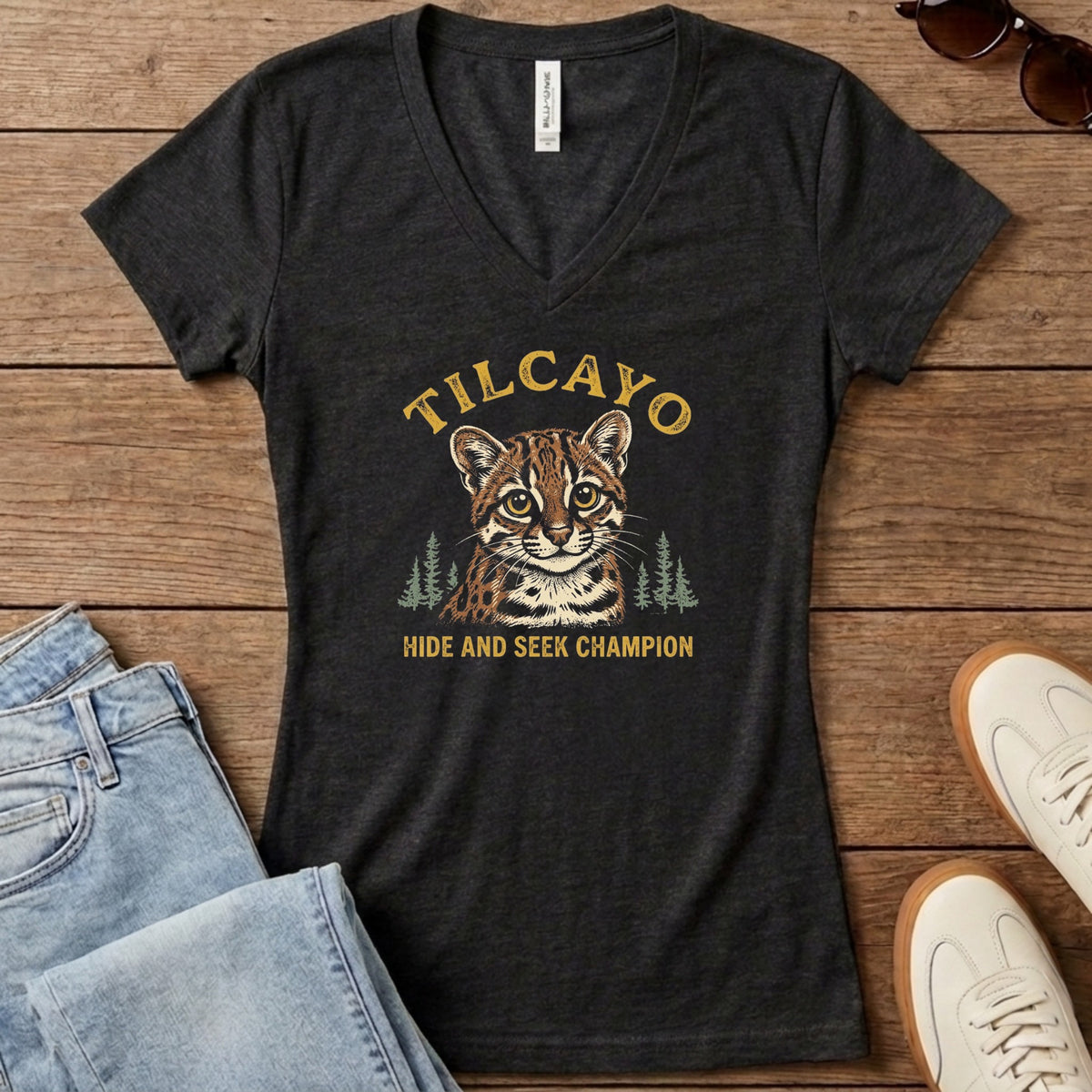 Tilcayo Hide and Seek Champion Women's V-Neck - Dark Grey Heather