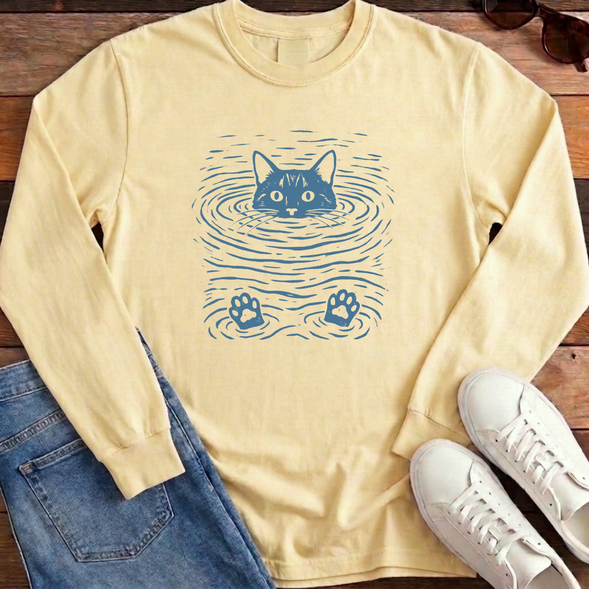 Water Cat Long Sleeve - Butter
