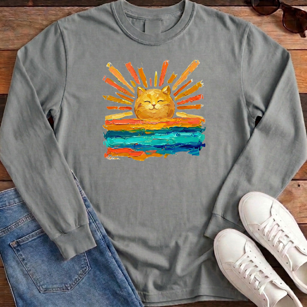 Rise and Shine Cat Long Sleeve - Granite