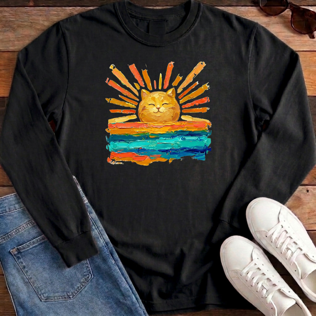 Rise and Shine Cat Long Sleeve - Black