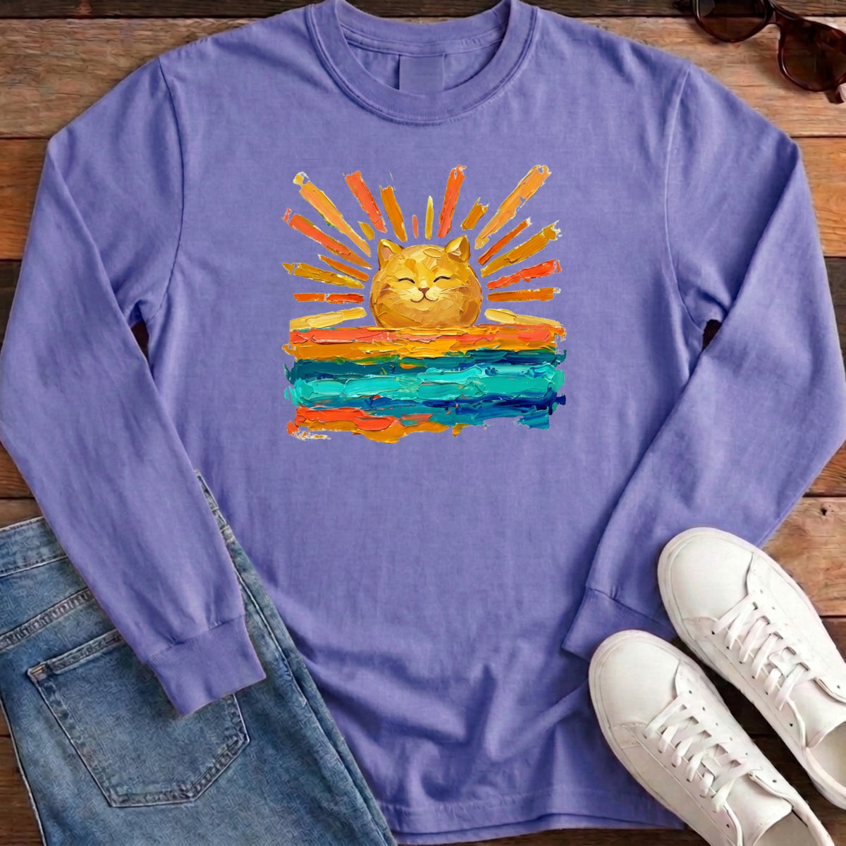 Rise and Shine Cat Long Sleeve - Violet