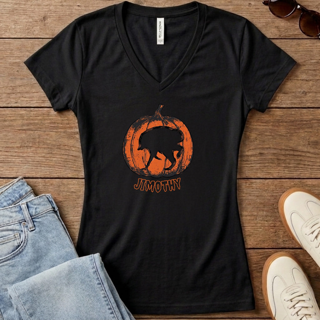 Jimothy Pumpkin Women's V-Neck - Solid Black Blend