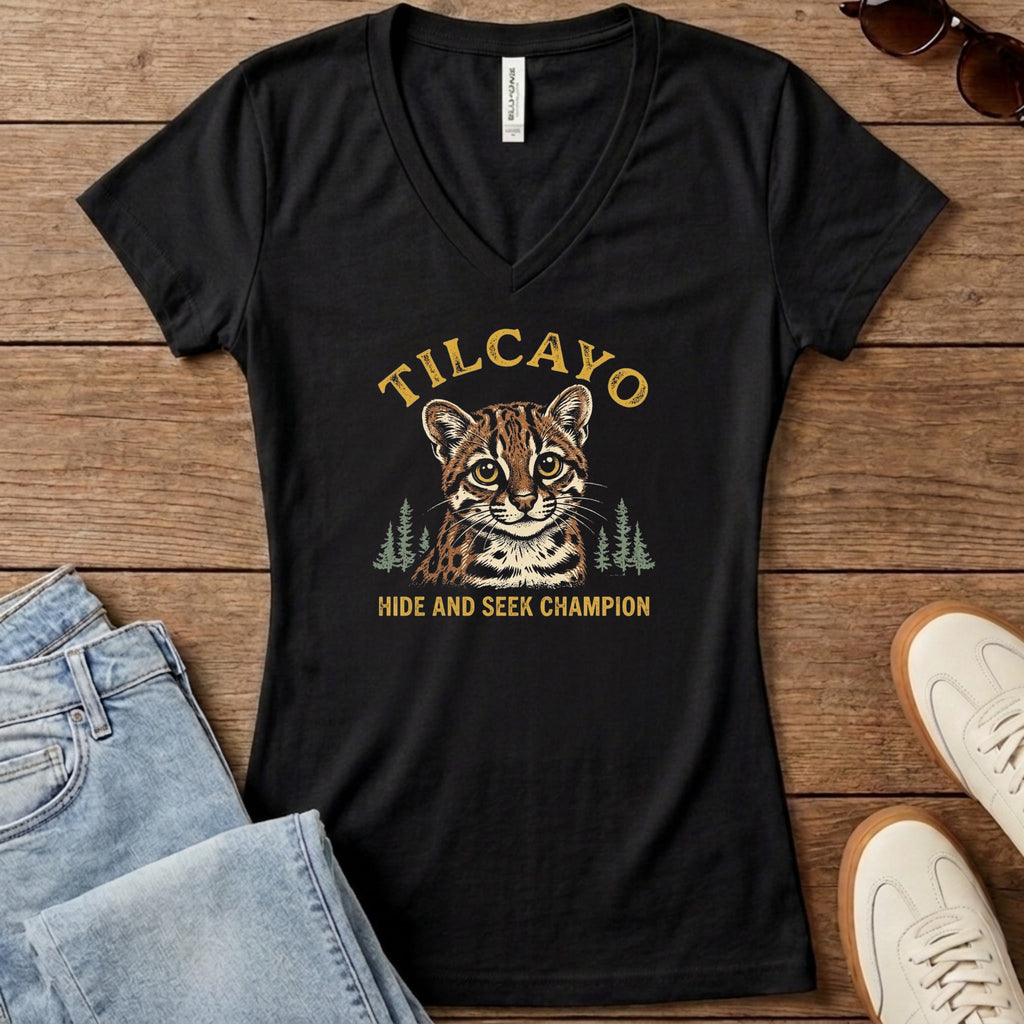 Tilcayo Hide and Seek Champion Women's V-Neck - Solid Black Blend