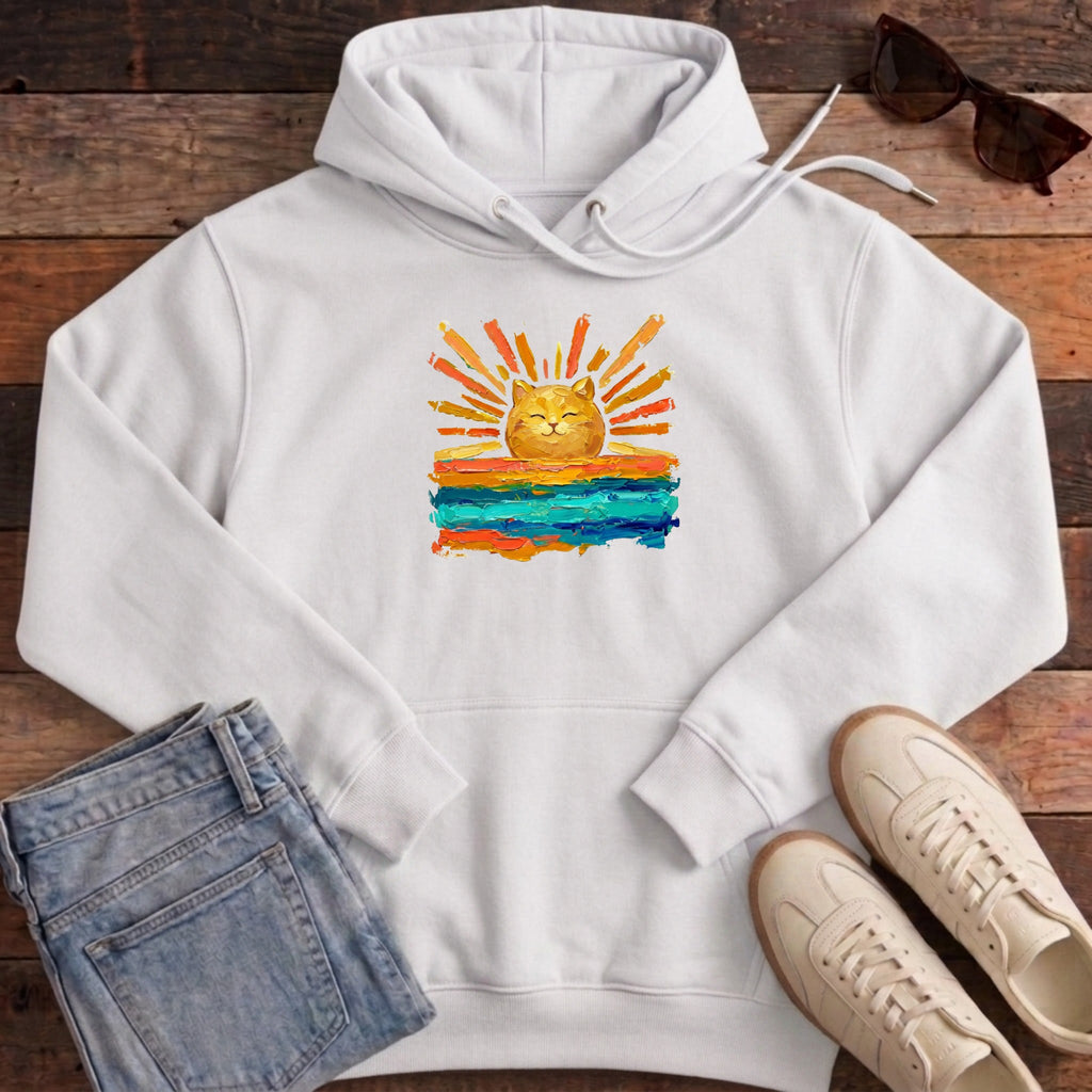 Rise and Shine Cat Hoodie - White