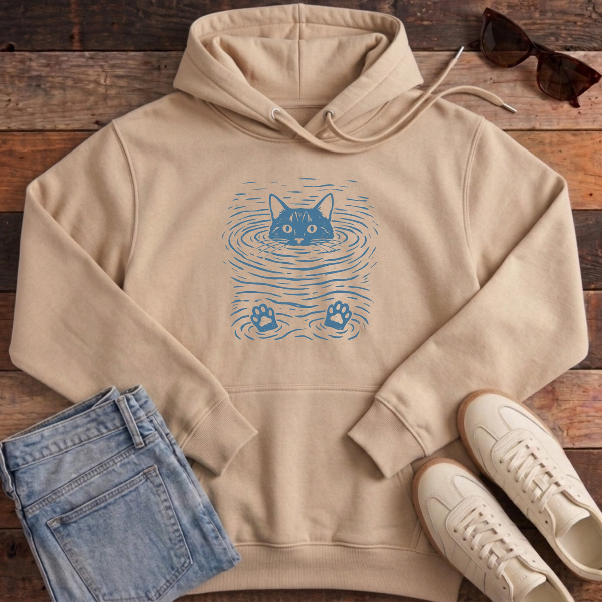Water Cat Hoodie - Desert Dust