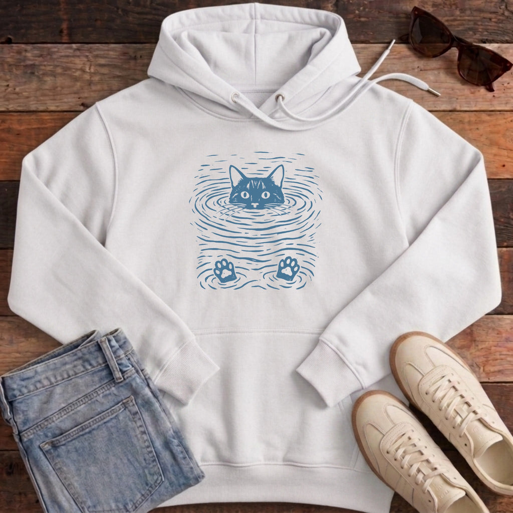Water Cat Hoodie - White