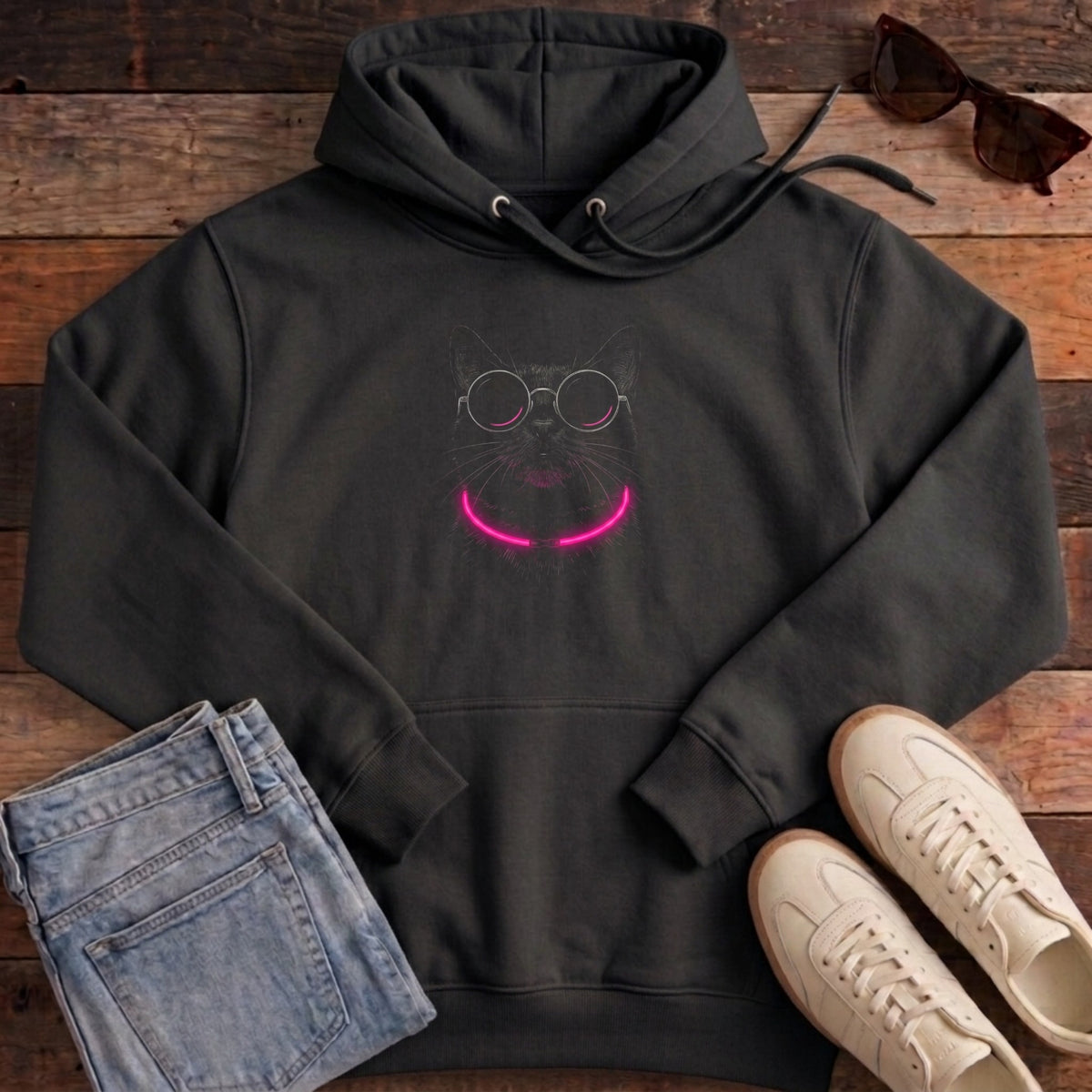 Rave Cat Hoodie - Black