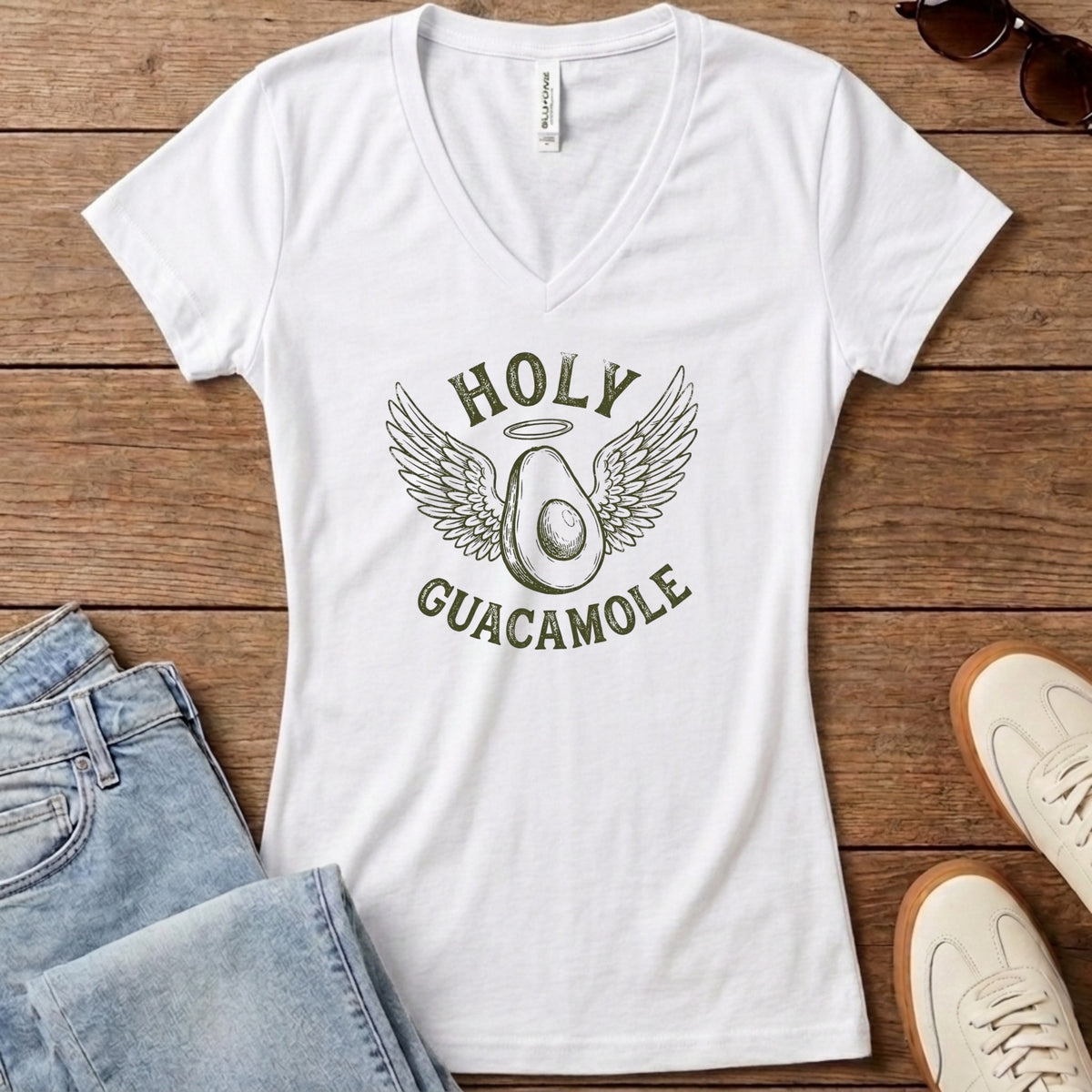 Holy Guacamole Women's V-Neck - Solid White Blend