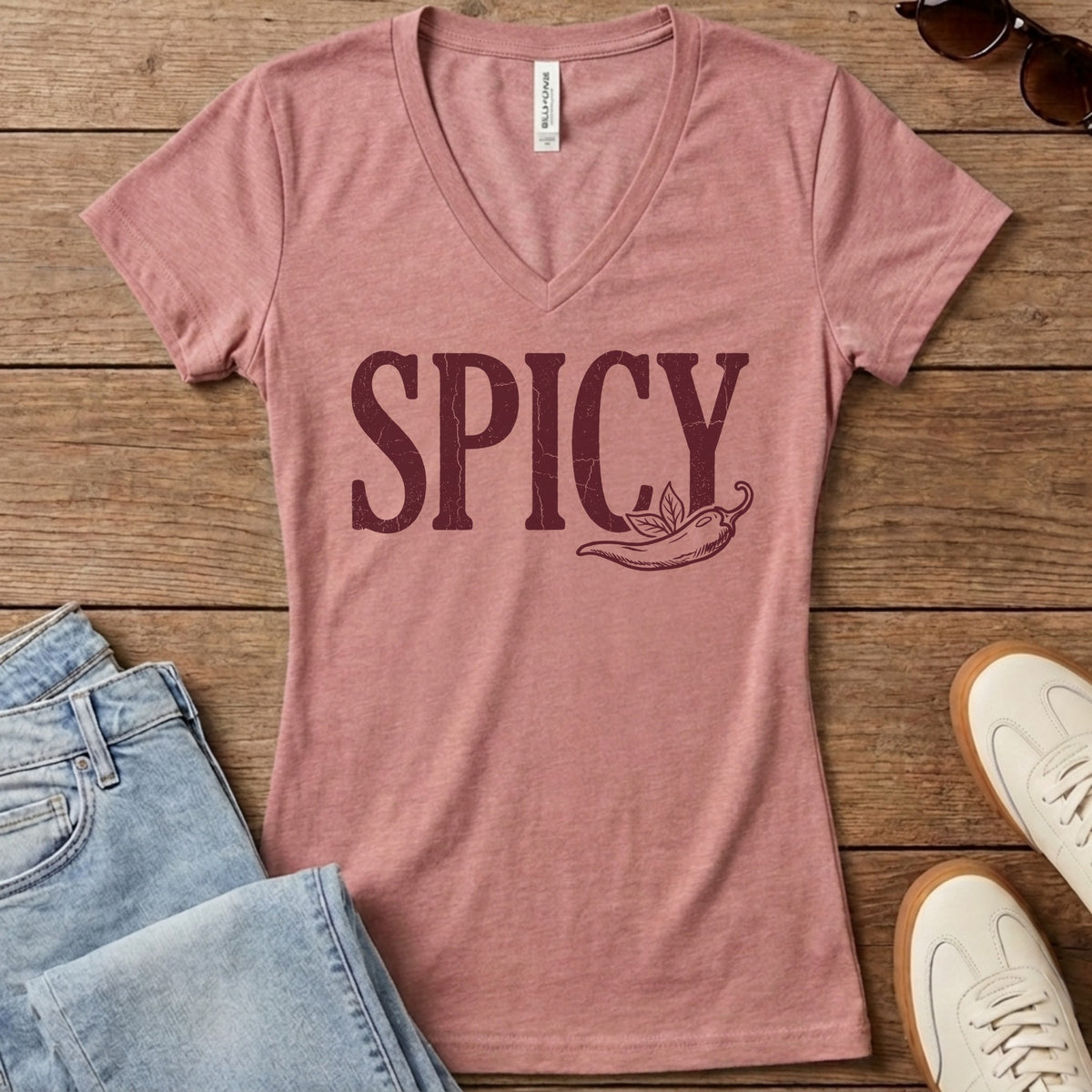 Spicy Chili Pepper Women's V-Neck - Heather Mauve