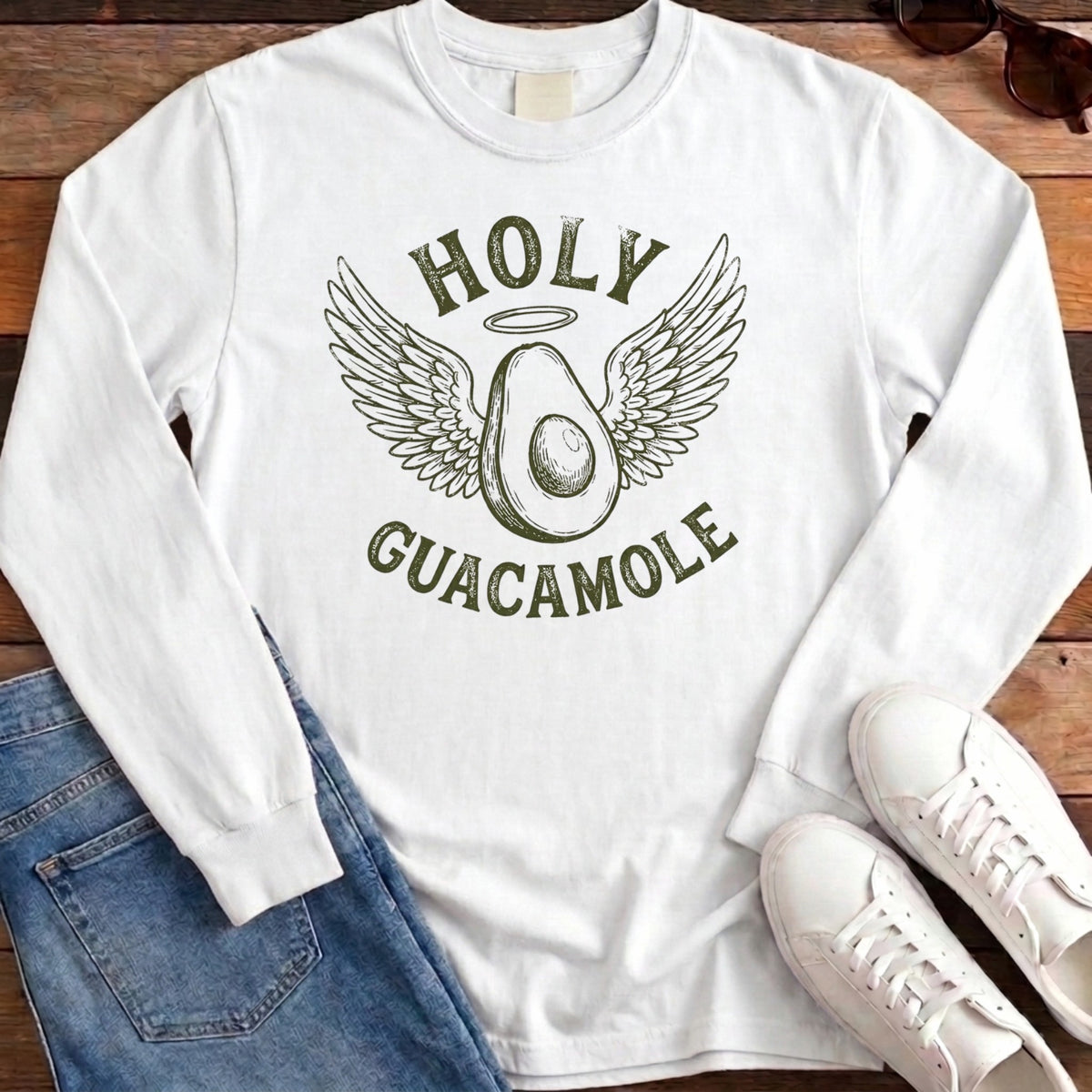 Holy Guacamole Long Sleeve - White