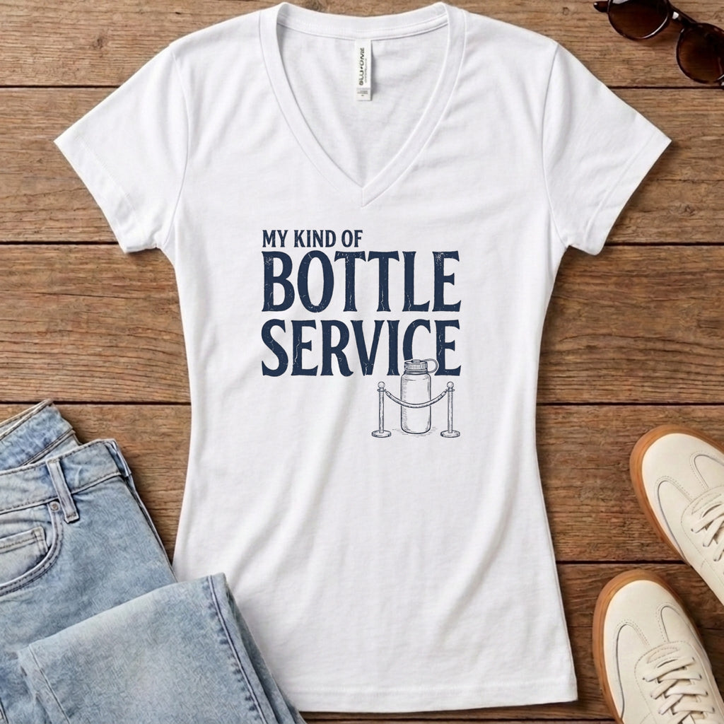Bottle Service Women's V-Neck - Solid White Blend