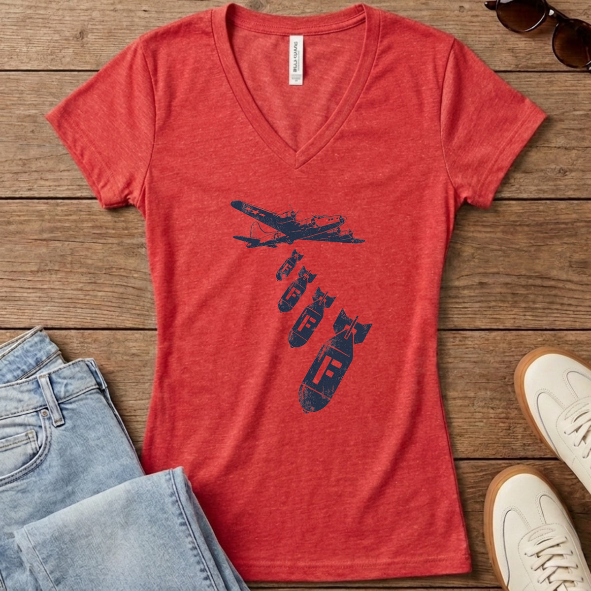 Dropping F Bombs Women's V-Neck - Heather Red