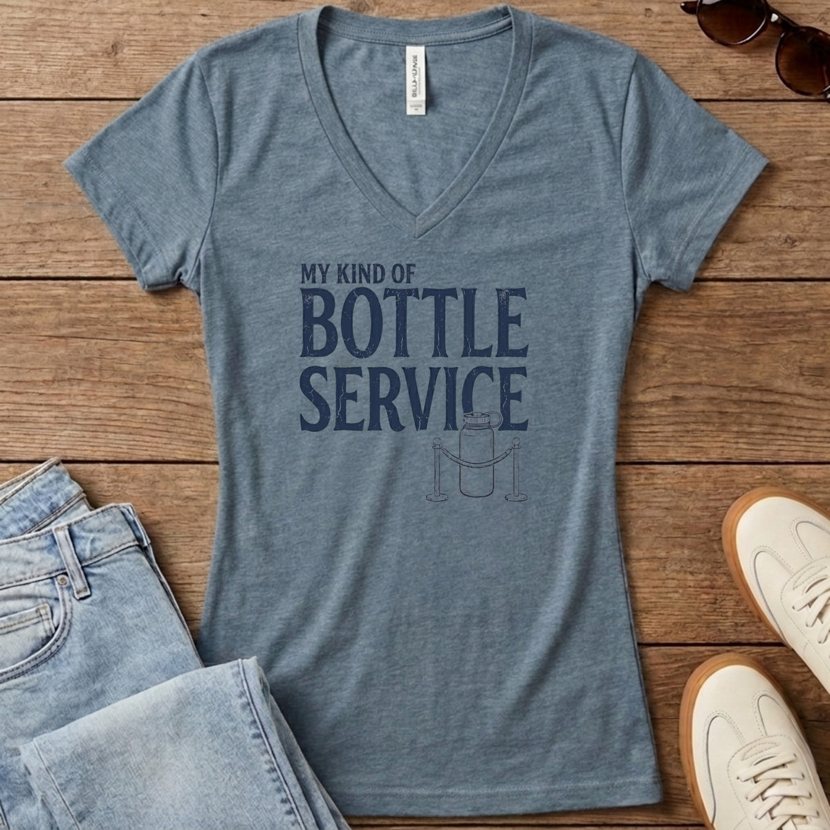Bottle Service Women's V-Neck - Heather Slate