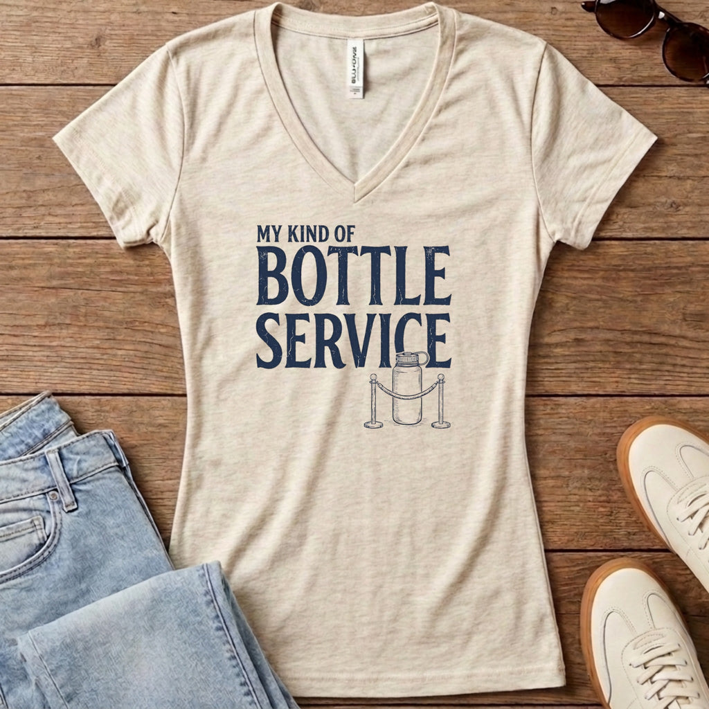 Bottle Service Women's V-Neck - Heather Dust