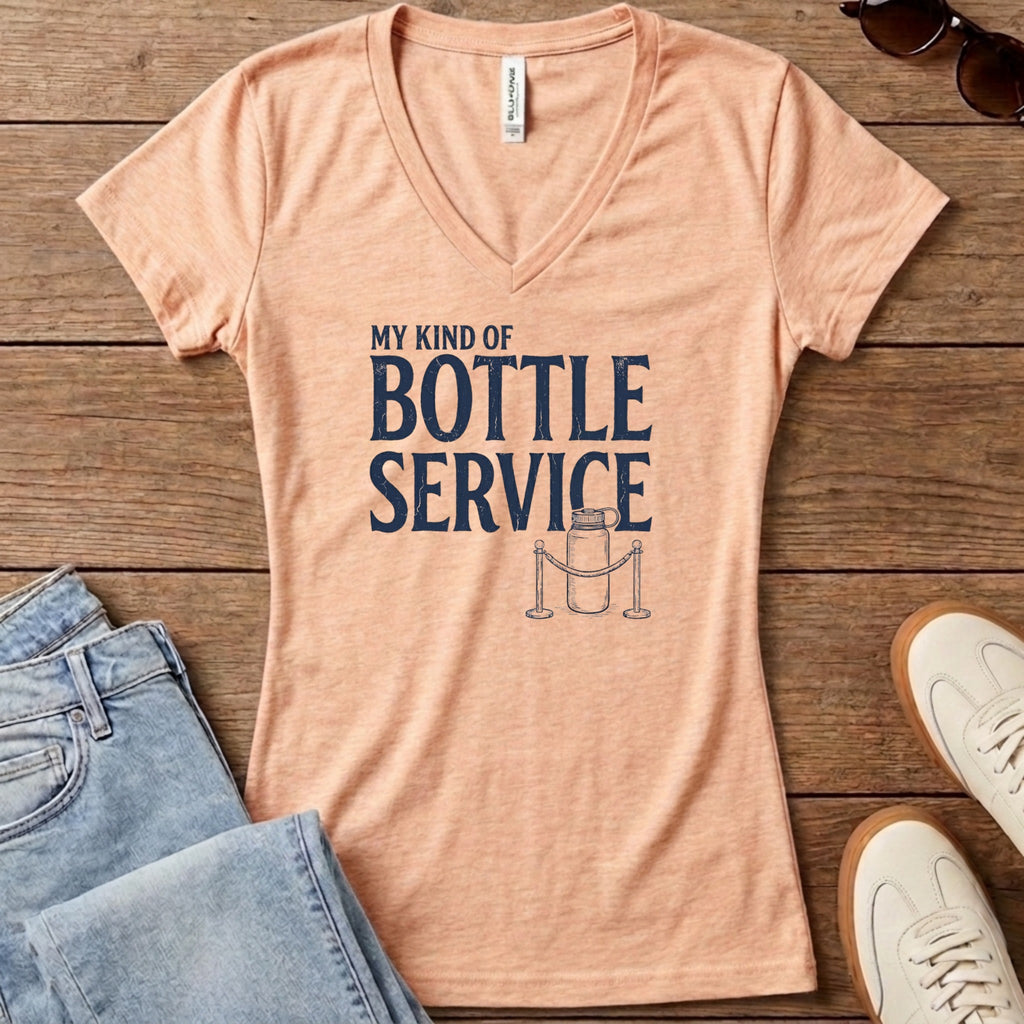 Bottle Service Women's V-Neck - Heather Peach