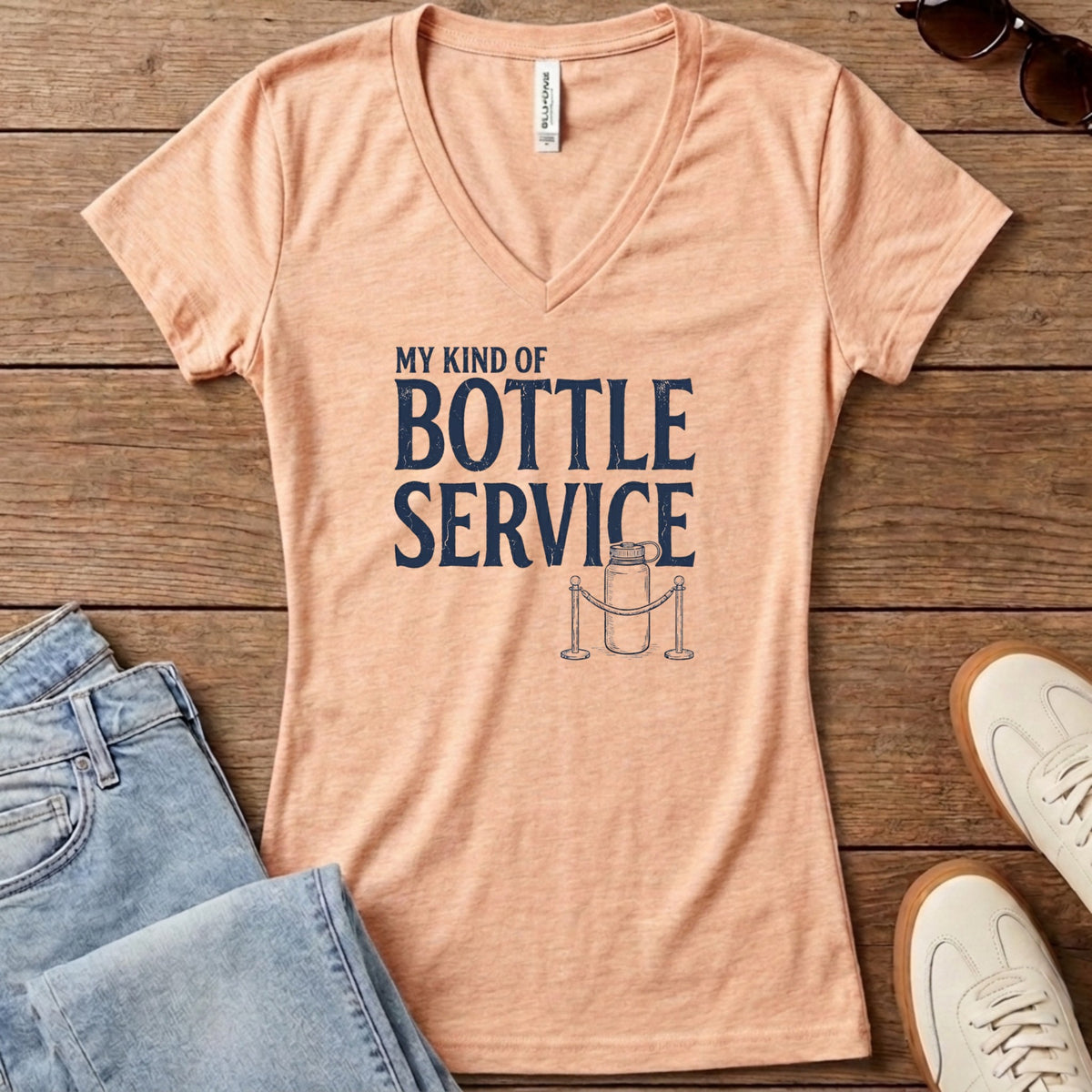 Bottle Service Women's V-Neck - Heather Peach