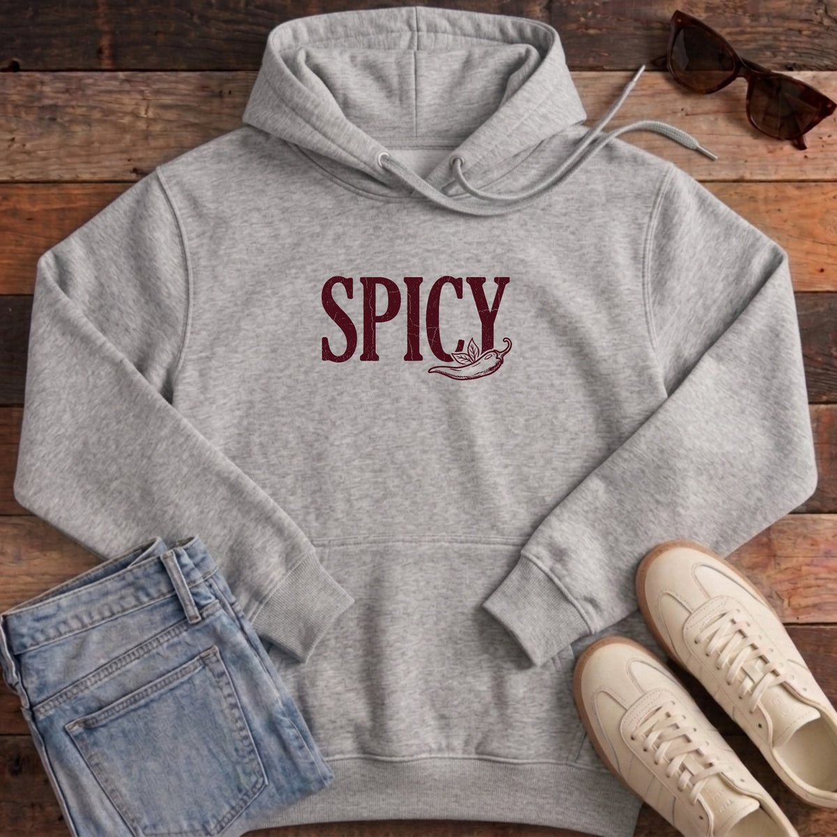 Spicy Chili Pepper Hoodie - Heather Grey