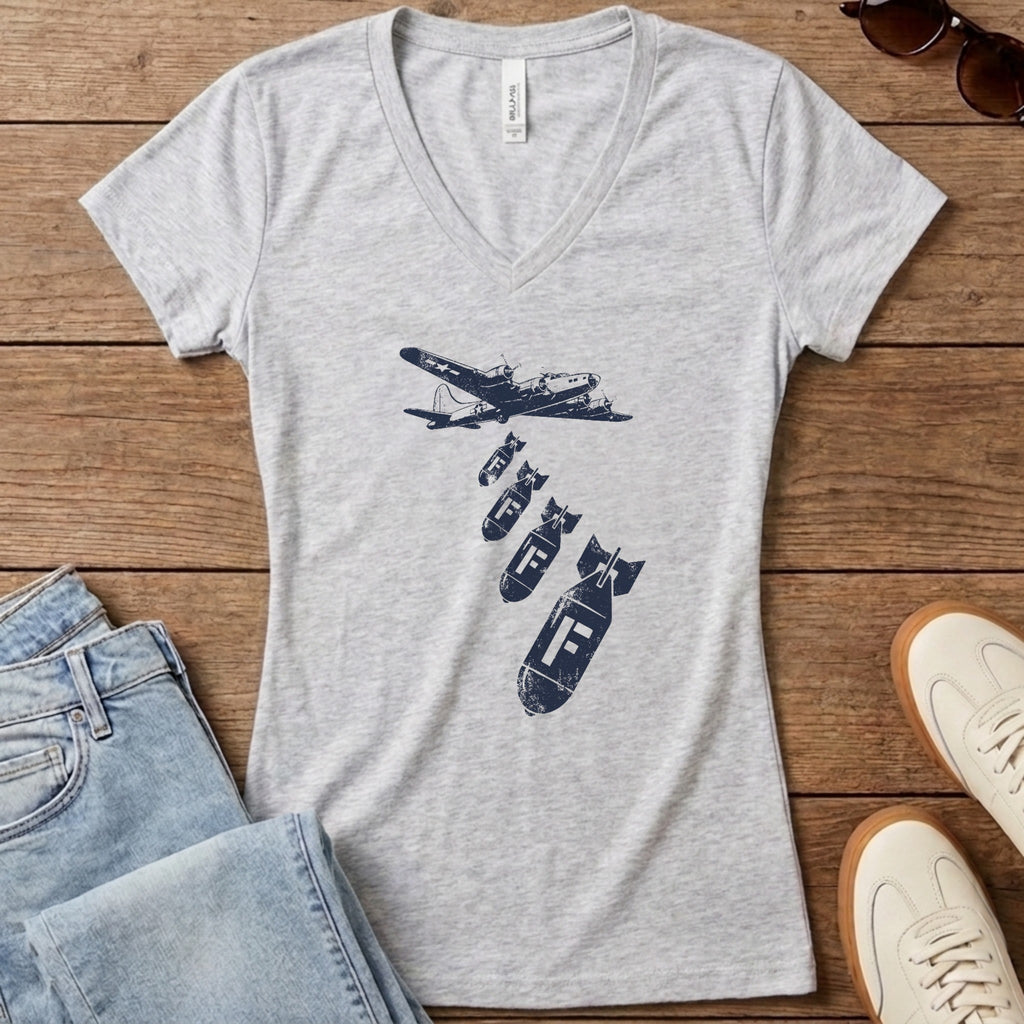 Dropping F Bombs Women's V-Neck - Athletic Heather