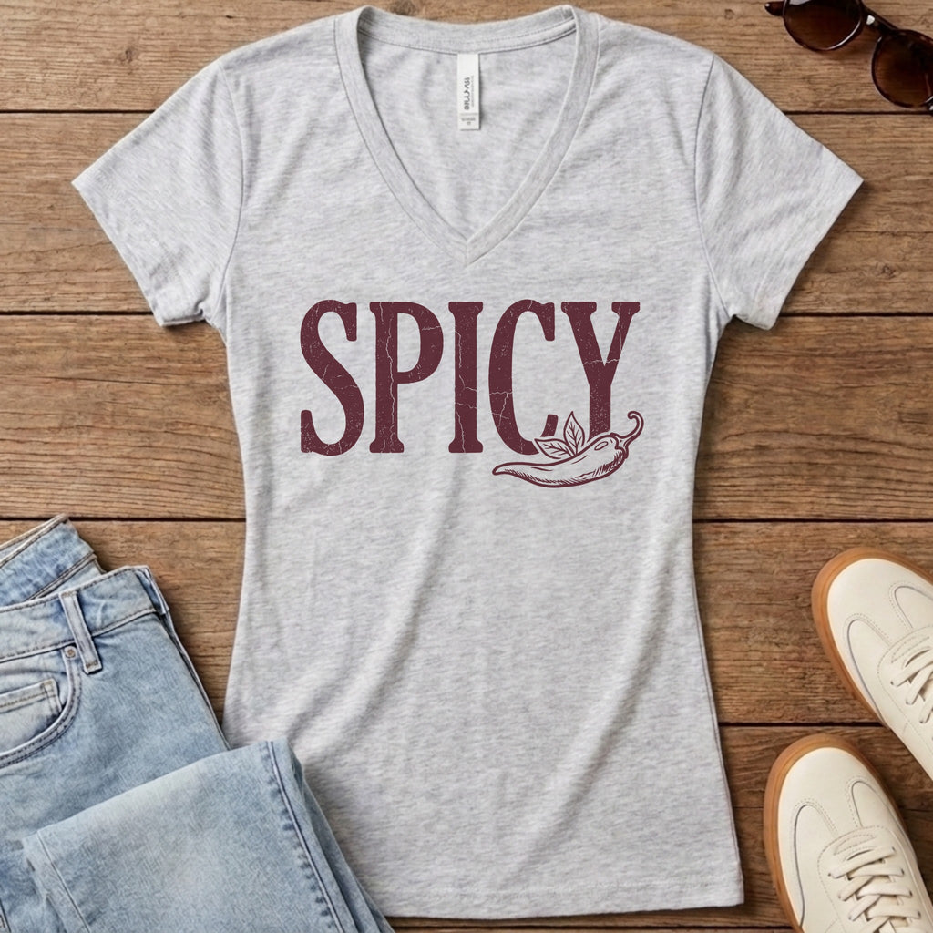 Spicy Chili Pepper Women's V-Neck - Athletic Heather