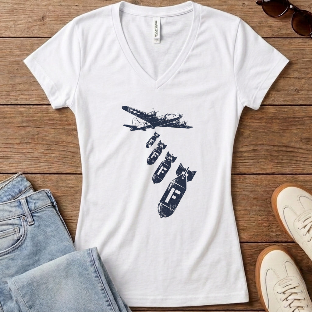 Dropping F Bombs Women's V-Neck - Solid White Blend