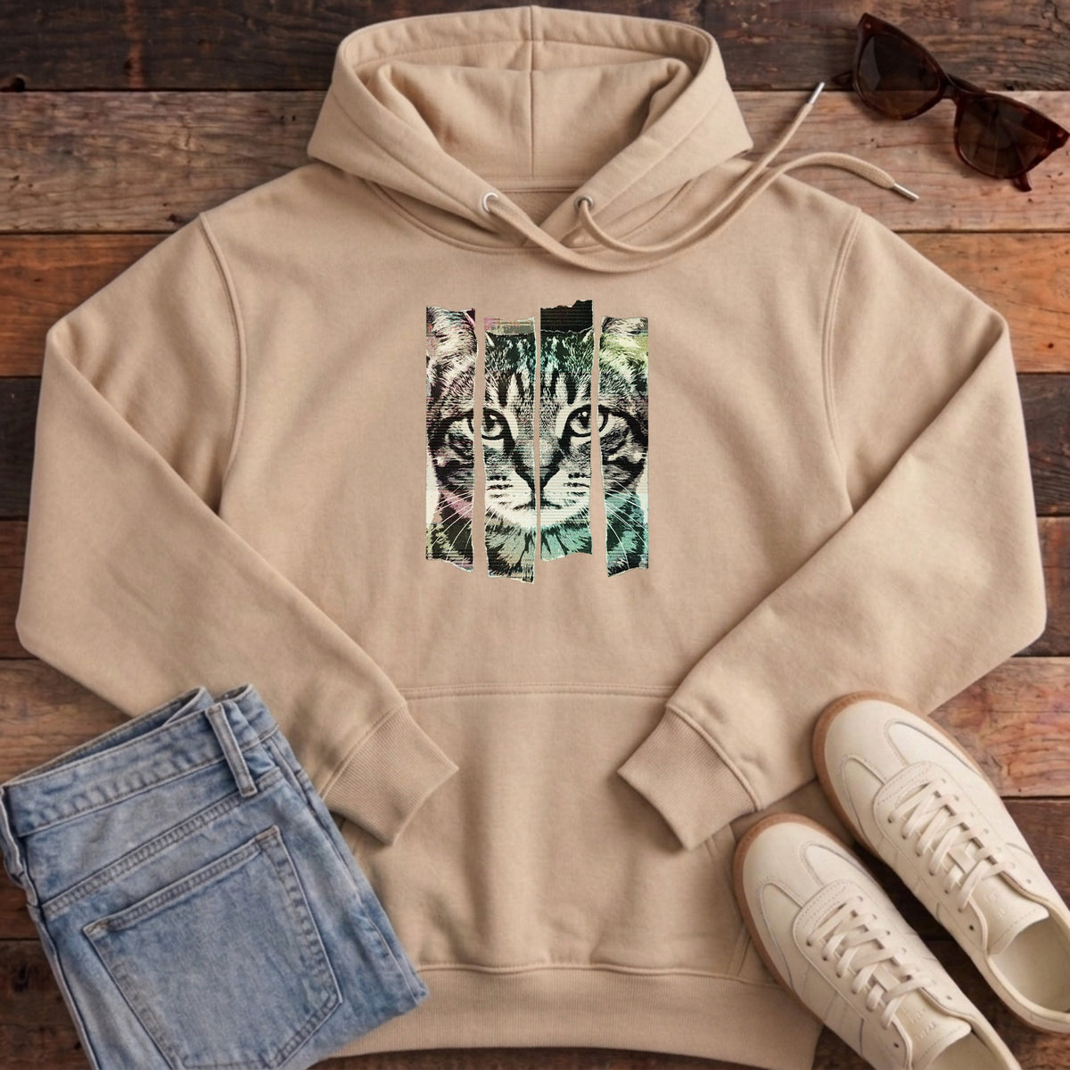 Torn Strip Tabby Hoodie - Desert Dust