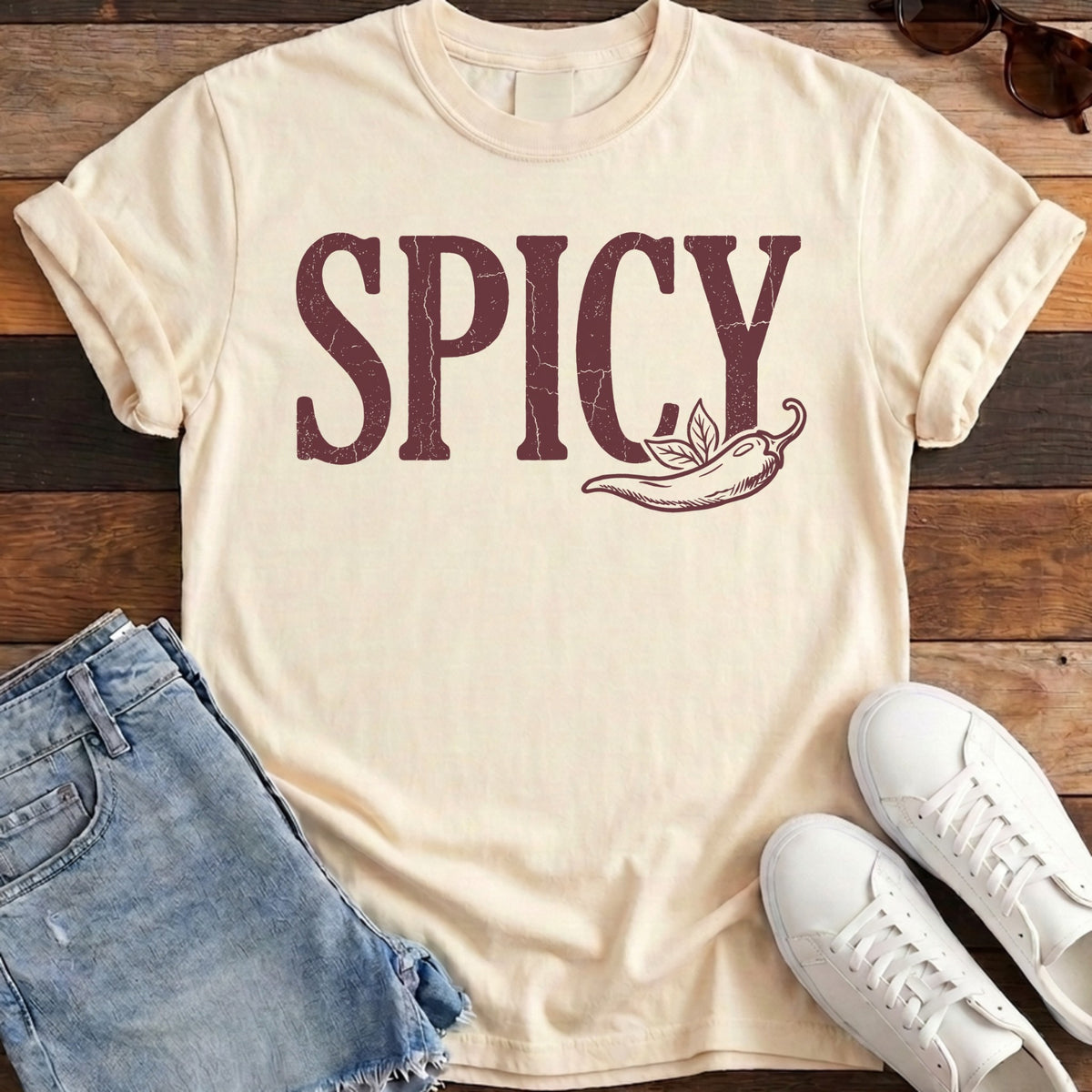 Spicy Chili Pepper Tee - Ivory