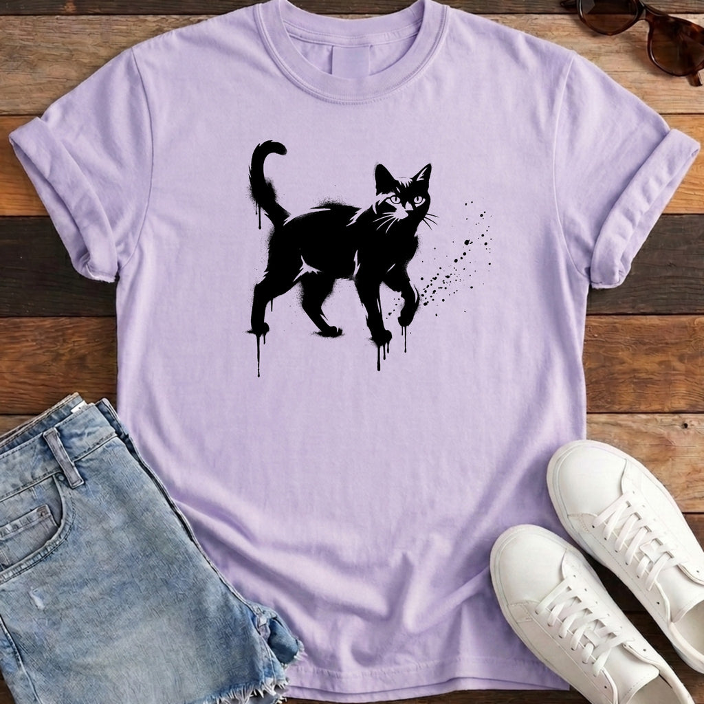 Street Stencil Cat Tee - Orchid