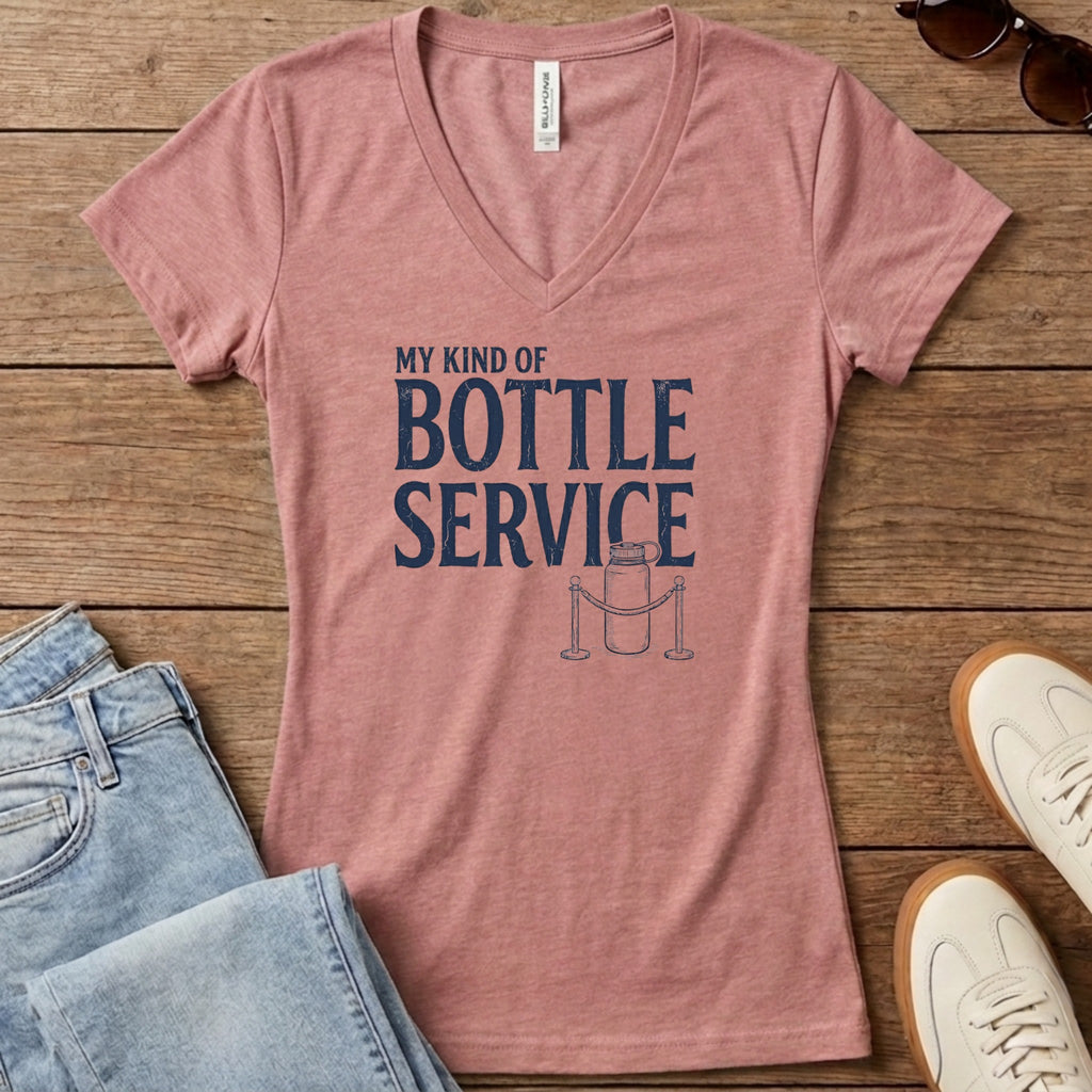 Bottle Service Women's V-Neck - Heather Mauve