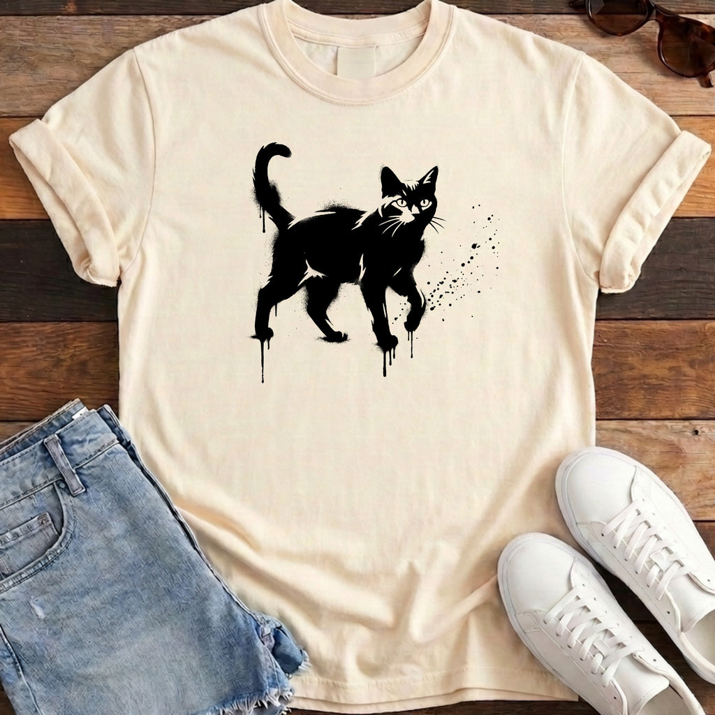 Street Stencil Cat Tee - Ivory