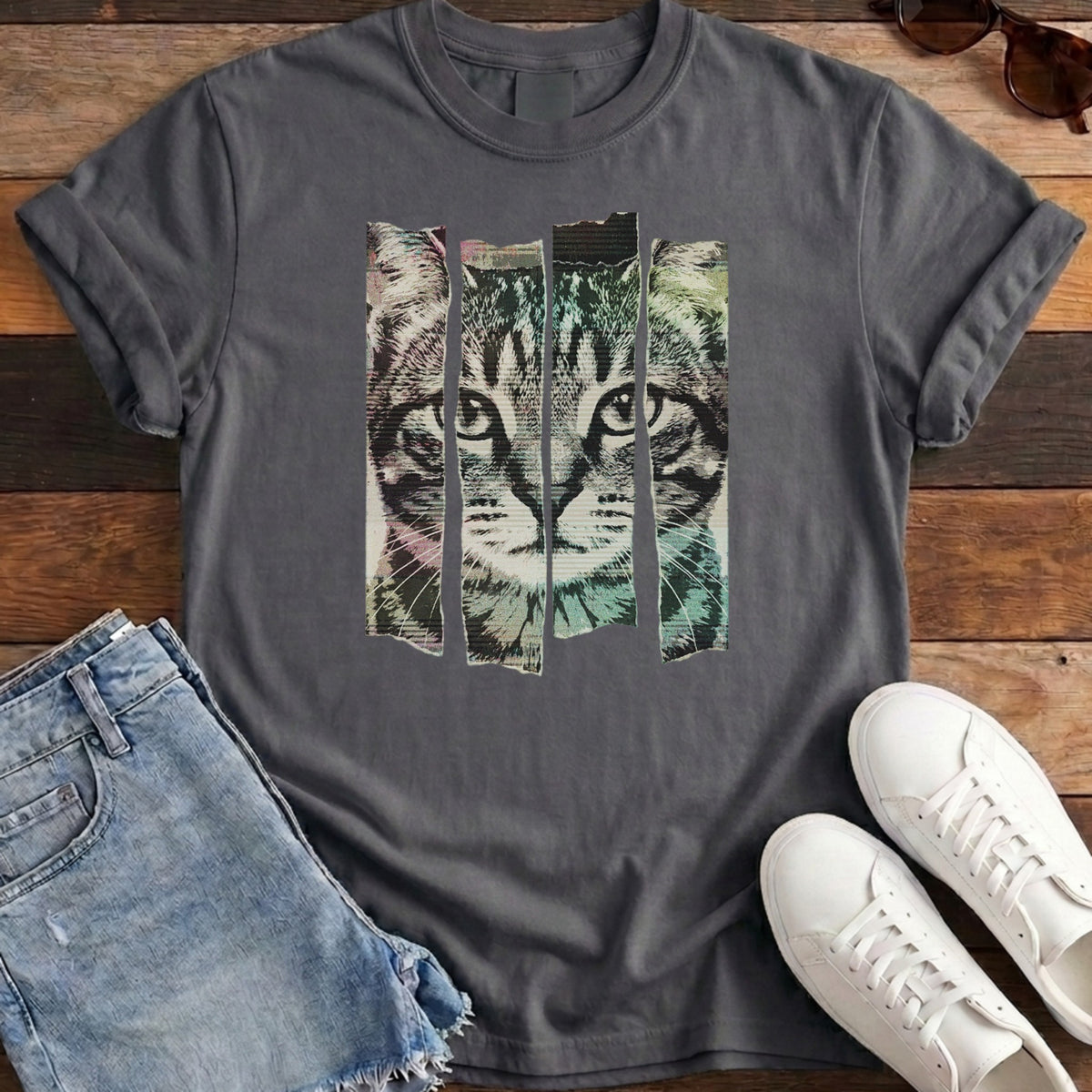 Torn Strip Tabby Tee - Pepper